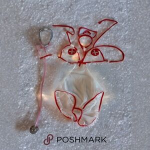 Red and White Nurse Lingerie Costume Set